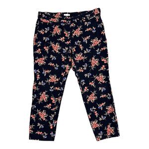 J. Jill Navy Precision Stretch Slim Leg Floral Pants 14P